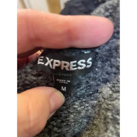 Gray Express Open Cardigan Sweater with Tie Waist Size Medium - Picture 4 of 5